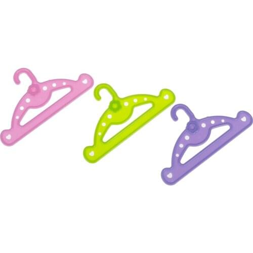 Green pink purple plastic hangers Baby toys fit 18 inch Girls doll & 43 cm baby doll 5pcs Dolls clothes accessories
