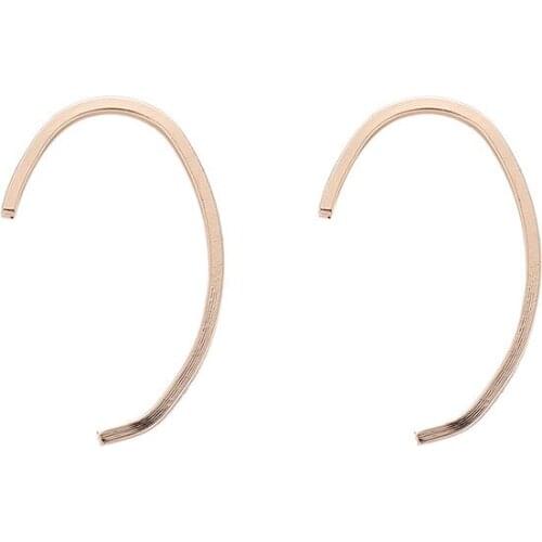 Geometric C-Shaped Semicircular Metallic Line Simple Style Open Golden Silver Plated Stud Earrings For Women