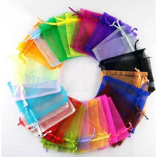 10 Pcs/lot Small Organza Bags Candy Jewelry Hair Ring Packaging Bags Cosmetic Accessories Decoration Christmas Gift Bag 10x15cm