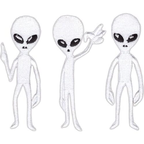 10pcs/lot Alien Fashion Embroidery Patches white Backpack Clothing Decoration Accessories Diy Iron Heat Transfer Applique