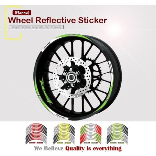 Motorcycle 12 Strips Sticker Decals Reflective Waterproof Wheel Decals For Aprilia TUONOV4 1000 Tuono V4 1100 2011-2017