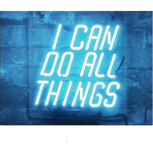 14"x10" I Can Do All Things Aqua Custom Acrylic Neon Light Lamp Sign Bar Handmade Glass Decorate Home Wall Room Decor Club B