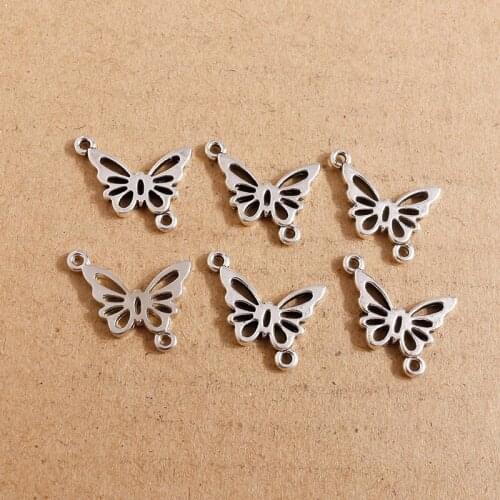 20pcs 16*20mm Alloy Butterfly Connectors Charms Pendants for Handmade Bracelets Necklaces DIY Jewelry Findings Accessories