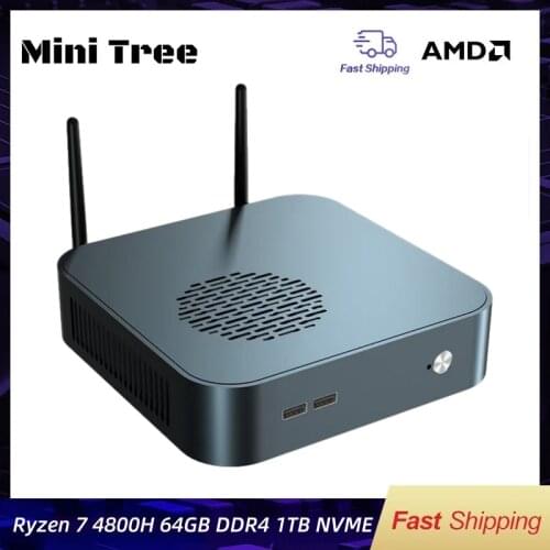 2021 New Popular 7nm AMD Mini Gaming PC Ryzen 7 4800H 8Core M.2 NVMe Power Computer Windows 10 Pro 4K Radeon Graphics AX WiFi 6