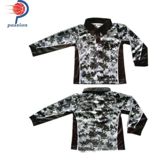 28 USD Each Quick Dry Kid Grey Camo Tournament Fishing Shirts With Sublimated logos