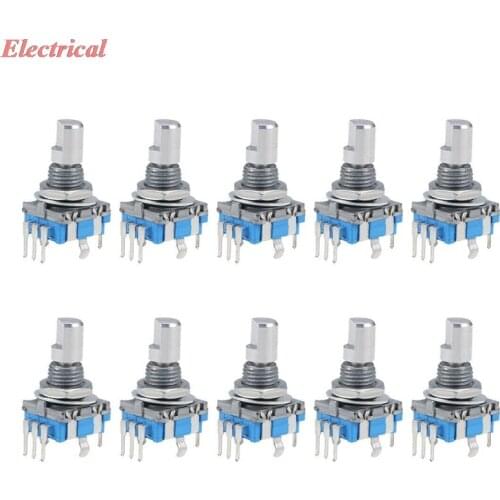 360 Degree Rotary Encoder Code Switch Digital EC11 7 Pins 15mm D-Shaft