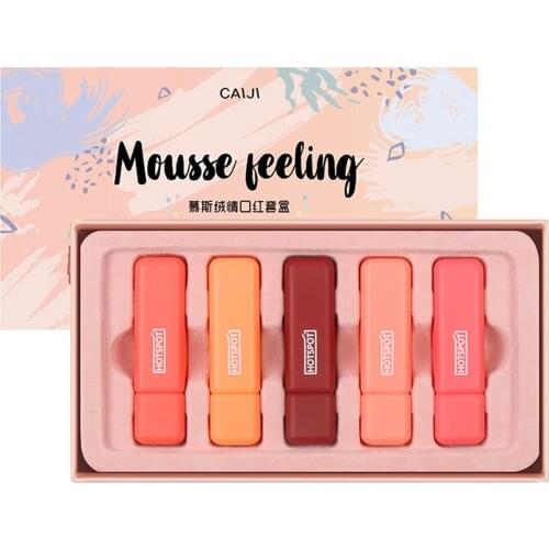 5PCS Sexy Red Lipstick Velvet Lipstick Mousse Velvet Matte Lipstick Waterproof Sweatproof Lip Gloss Lasting Women Lip Tint