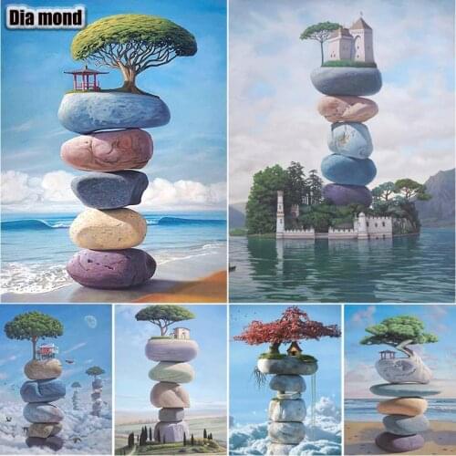 5D DIY Diamond Painting Stone Landscape Cross Stitch Full Square Diamond Embroidery Mosaic Art Picture of Rhinestones Home Decor