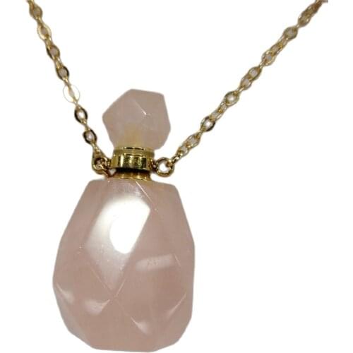 AAAA Natural Stone Fluorite Crystal Perfume Bottle Clear Quartzs Amazonite Necklace Pendant Essential Oil Diffuser Jewelry Gift