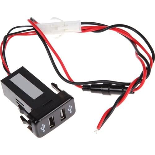 For Toyota USB Power Socket Outlet Adapter Car Mobile Phone Charger 3.1A 2 Ports Blue LED Light Dual USB Power Socket