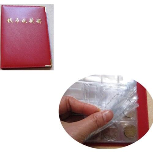480 Pieces Coins Storage Book Commemorative Coin Collection Album Holders Collection Volume Folder Hold Red