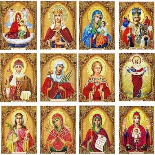 Diamond Painting By Number Religion Icon Full Display Rhinestones Full Square Diamond Embroidery Cross Stitch Mosaic Home Decor