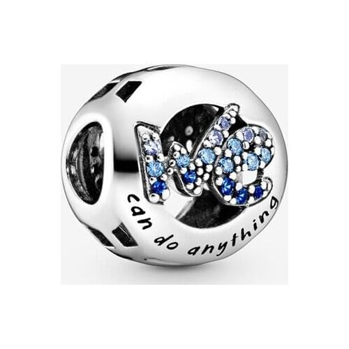 We Can Do Anything Charms 925 Sterling Silver Beads for Jewelry Making Pave Stones Crystal Beads Fit Charm Bracelet DIY Kralen