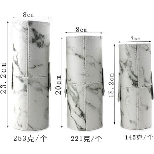 Makeup Brushes Holder Bag Portable Travel PU Marbling Empty Container Storage Cosmetics Brush Pen Brushes Organizer Makeup Tools