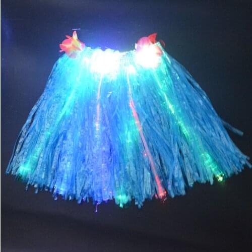 30cm 40cm Blinking Lights Optical Fibers Kids Flower Luau Hula Grass Skirts Hawaiian Costumes Girl Dressed Up Glow Party Events