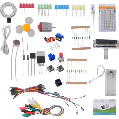 For Micro:bit Starter Kit (without Micro:bit board), Breadboard Adapter Transparent Breadboard SG-90 Mini Servo for Programming