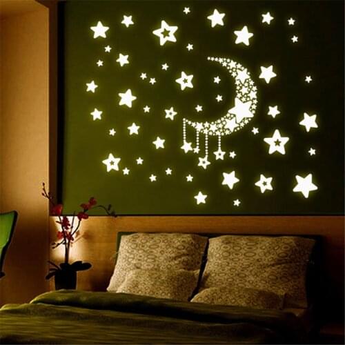 Home ​Luminous Wall Stickers Glow In The Dark Stars Sticker Decals For Kids Baby Room Colorful Fluorescent Stickers Home Decor