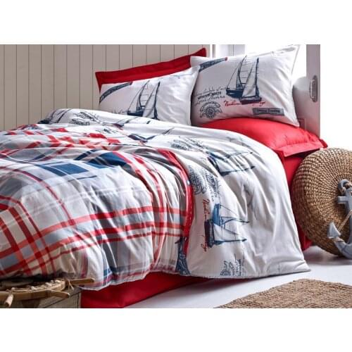 Cottonbox Maritime Alesta Single Double Quilt Cover Team Burgundy