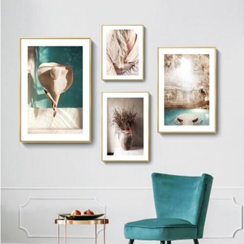 Canvas Painting 1 Piece Nordic Wall Picture Small Fresh Architectural Scenery Hotel Club Store Home Decoration Soft Painting