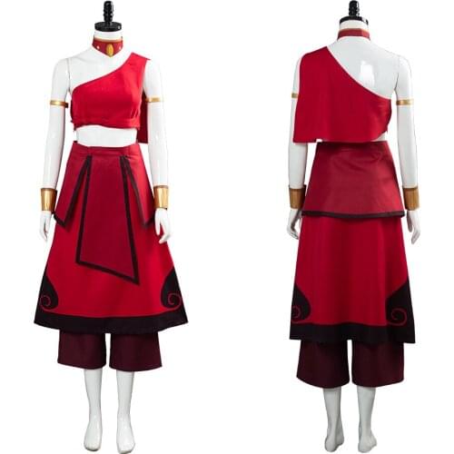 Avatar the last Airbender Katara Cosplay Costume Red Women Dress Outfits Halloween Carnival Costumes Custom Made