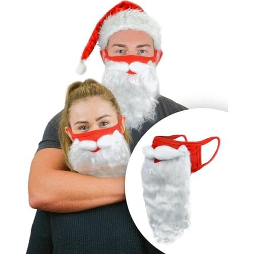 Cosplay Santa Claus Mask Face Fabric Beard Xmas Plush Gift Shield Props Adult Funny Party Masks Christmas Decor New