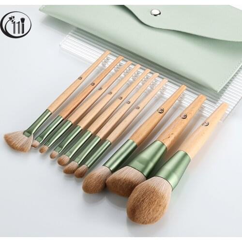Kosmetyki Wood Cheongna Makeup Brushes Set Bag Foundation Powder Eye Shadow Eyebrow Blush Beauty Cosmetic Make Up Brush Tools