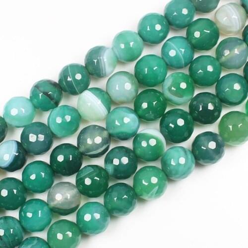 Natural Faceted Dark Green Stripe Agate 6-16mm 15inch per strand, For DIY Necklace Bracelat Jewelry Making