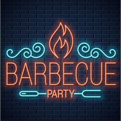 Neon Sign For VectorStock Barbecue party BBQ display light advertise flame LOGO free DESIGN Impact Attract light
