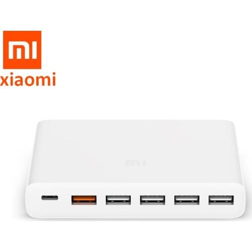 Original Xiaomi Mi USB-C 60W Charger Type-C & USB-A 6 Ports Output Dual QC 3.0 Phone Quick Charger 18W x 2 + 24W (5V=2.4A MAX)
