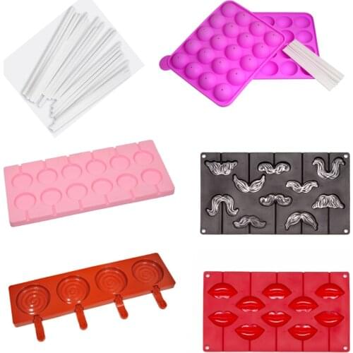 Food Grade Silicone Molds and Sticks for making Cakepop and Lollipop Chocolate Hard Candy Gummy Fondant Mold