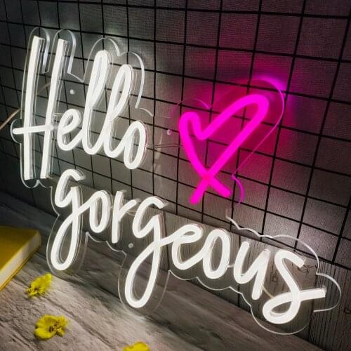 Custom neon sign hello gorgeous love led neon sign single party confession neon sign decorate
