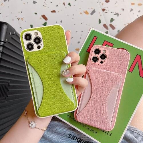 Shockproof Case For iPhone 11 12 Pro Max Lens Leather Protective Cover For iPhone X XR XS Max 7 8 Plus Simple Card Bracket Case