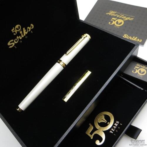 Scrikss Heritage2 50.Yıl Roller Pen White Gold | Scrikss Pen | İsme Special Pen | Gift Pen