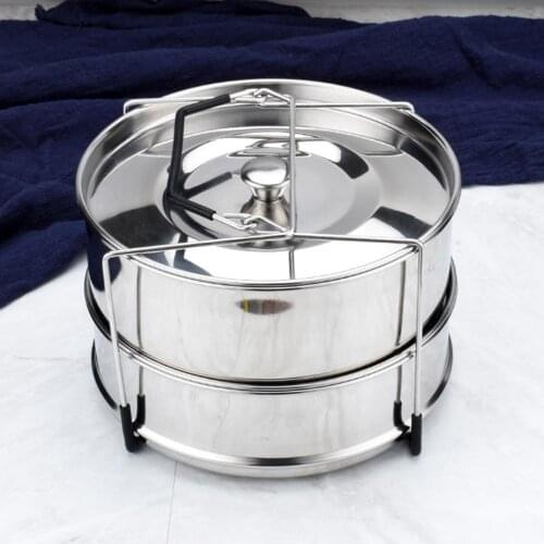 Behogar Stackable Stainless Steel Pressure Cooker Steamer Insert Pans with Sling for 5-6 Quart Instant Pot Accessories