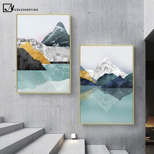 Modern Abstract Canvas Painting Mountain Forest Sunset Landscape Nordic Poster Print Wall Art Picture Home Corridor Decoration