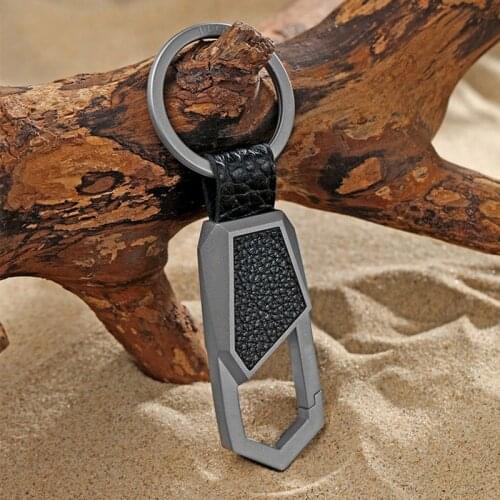 SUS Stainless Steel Car Keychain Hanging Leather Cowhide Men Women KeyChain Buckle For Key Ring Holder Best Gift High Quality