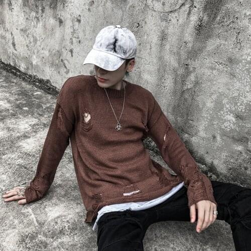 Wash hole torn sweaters String men Women Street Hip Hop sweaters Jumper fashion Oversized All-game men Winter clothes
