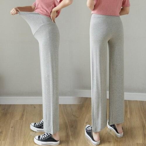 Pregnant womens trousers spring thin section modal loose and thin casual bottoming wide-leg belly lift pants autumn outer wear