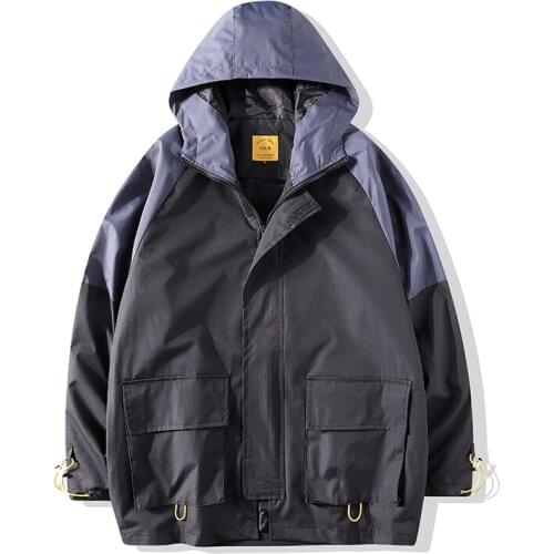 2021Men Spring Solid Hooded Color Windbreaker Jackets Coat Men Brand Autumn Casual Loose Large Size Windproof Pilot Jacket Men