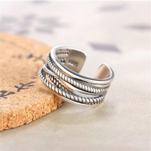 Vintage Design 925 Silver Ring Luxury Brand Cross Twisted Wire Weaving Rings For Women / Men Drop Shipping