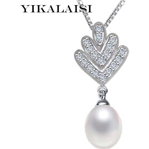 YIKALAISI 925 Sterling Silver Jewelry Necklace Pearl Jewelry Natural Freshwater Pearl choker 8-9mm real pearl For Women