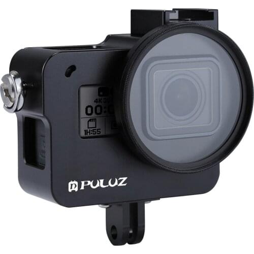 PULUZ Housing Shell CNC Aluminum Alloy Protective Cage with Insurance Frame & 52mm UV Lens for GoPro HERO(2018) /7 Black /6 /5