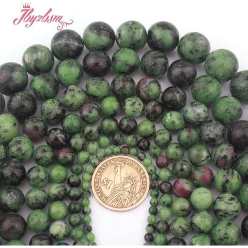 Green Zoisite Beads Round Smooth Zoisite Natural Stone Beads For Men Women DIY Accessories Necklace Bracelets Jewelry Making 15"