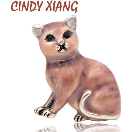 CINDY XIANG Enamel Cat Brooches for Women Small Kitty Pins Kids Jewelry Cute Fashion Animal Brooch 3 Colors Available Good Gift