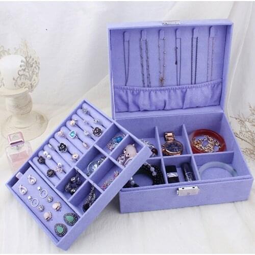 WomenS Jewelry Box Multifunctional Jewelry Jewelry Box Korean Version Storage Box Flannel Drawer Type Multi-Layer Large Capacit