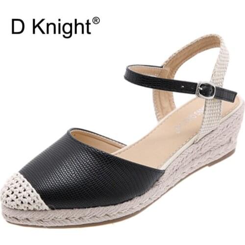 2021 Black Round Toe Platform Wedges High Heels Womans Pumps Summer Ankle Strap Female Shoes Pumps New Fisherman Women Sandals