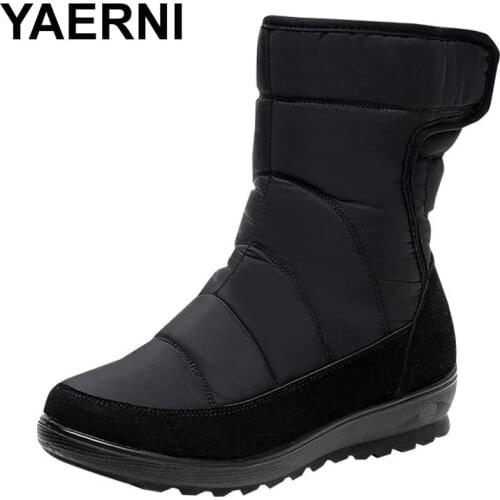 YAERNIWomens Winter Wish Warm Mother Cotton Boots Non-slip Waterproof Short Boots Plus Velvet Tendon Bottom Snow Boots One Drop