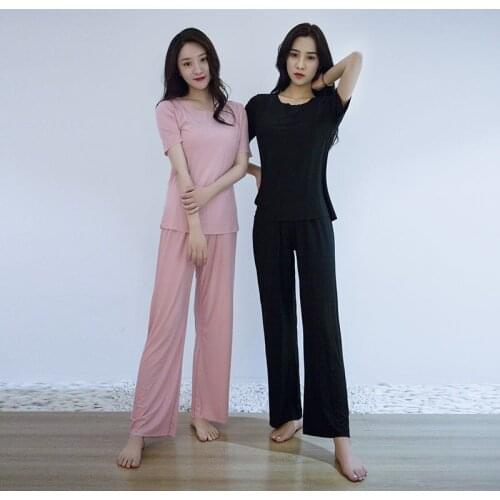 Women Summer Clothes Suit Casual Two-piece Short Sleeve Tshirt And Wide Leg Pant Sets Female Loose Outfits Tracksuit Homewear