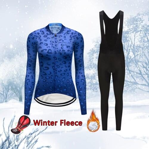 Women Winter Cycling Jersey Set 2021 Fashion Road Bike Clothing Thermal Fleece Bicycle Clothes Female Dress MTB Suit Uniform Kit