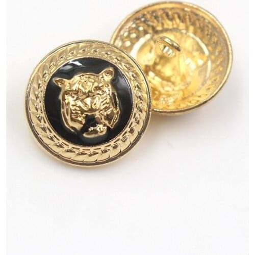10pcs/lot tiger metal buttons for clothes gold color sweater coat decoration shirt buttons accessories DIY JS-0174